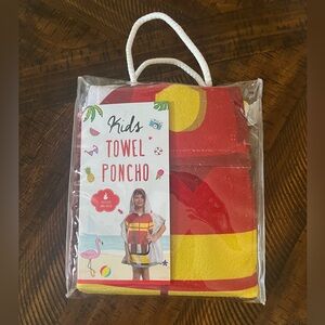 Kids Red and Yellow Towel Poncho